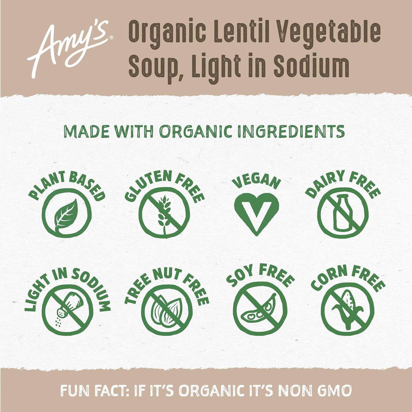 Amy’S Soup, Vegan Light in Sodium Lentil Vegetable Soup, Gluten Free, Made with