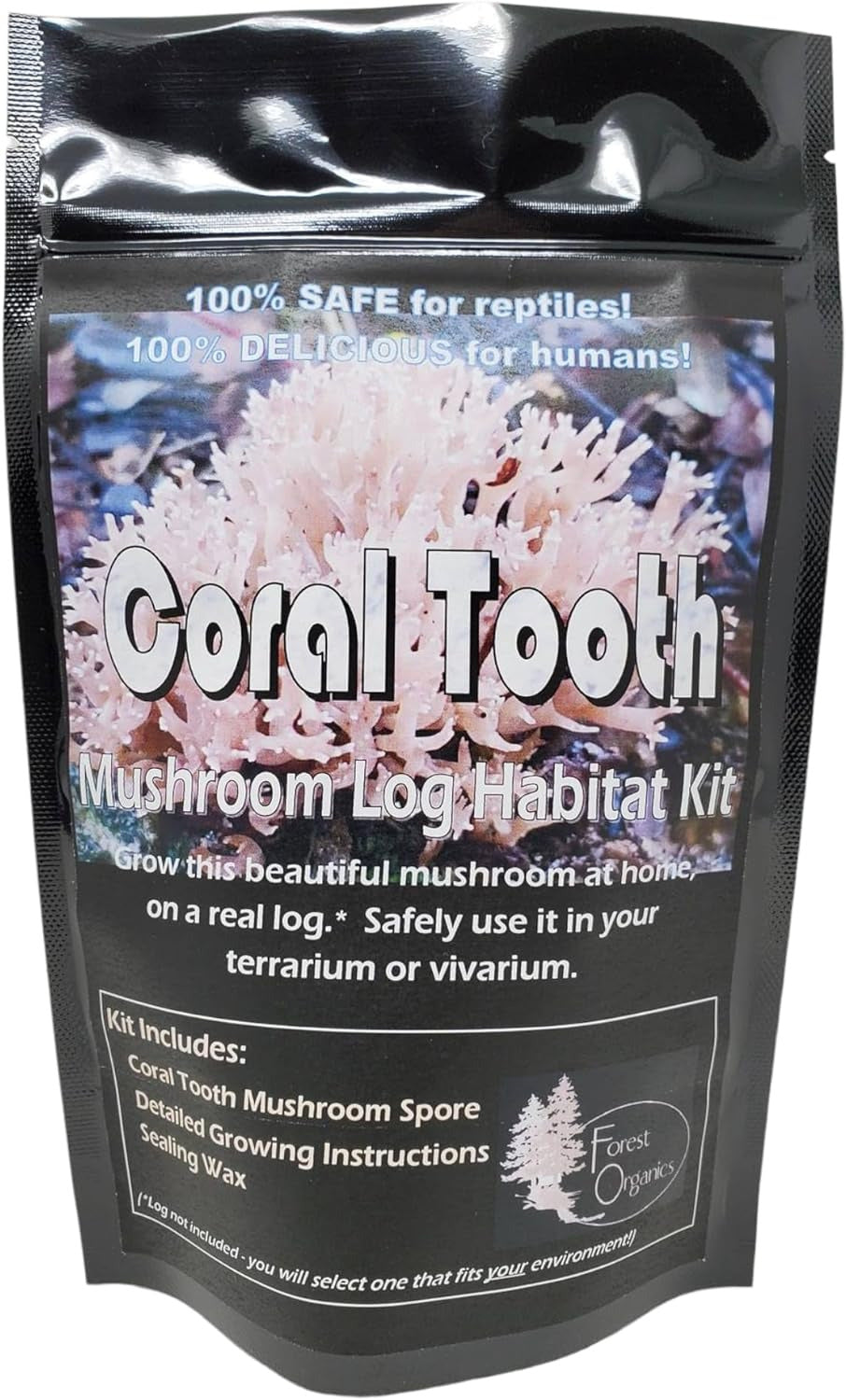 Coral Tooth Mushroom Growing Habitat Log Kit - 100% Organic, Safe for Rapltiels