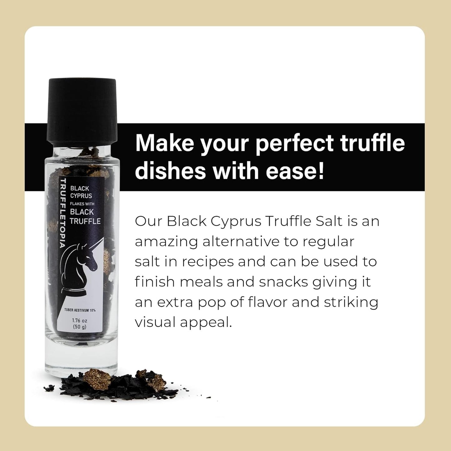 | Black Cyprus Salt and Black Truffle Grinder with Real Truffles | Flavorful | 1