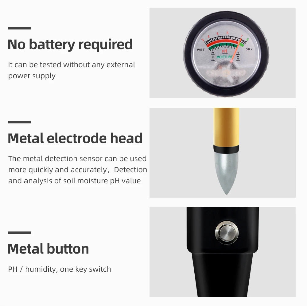 Handheld Soil Ph Tester Ph & Moisture Meter with 295Mm Long Electrode Probe Wate