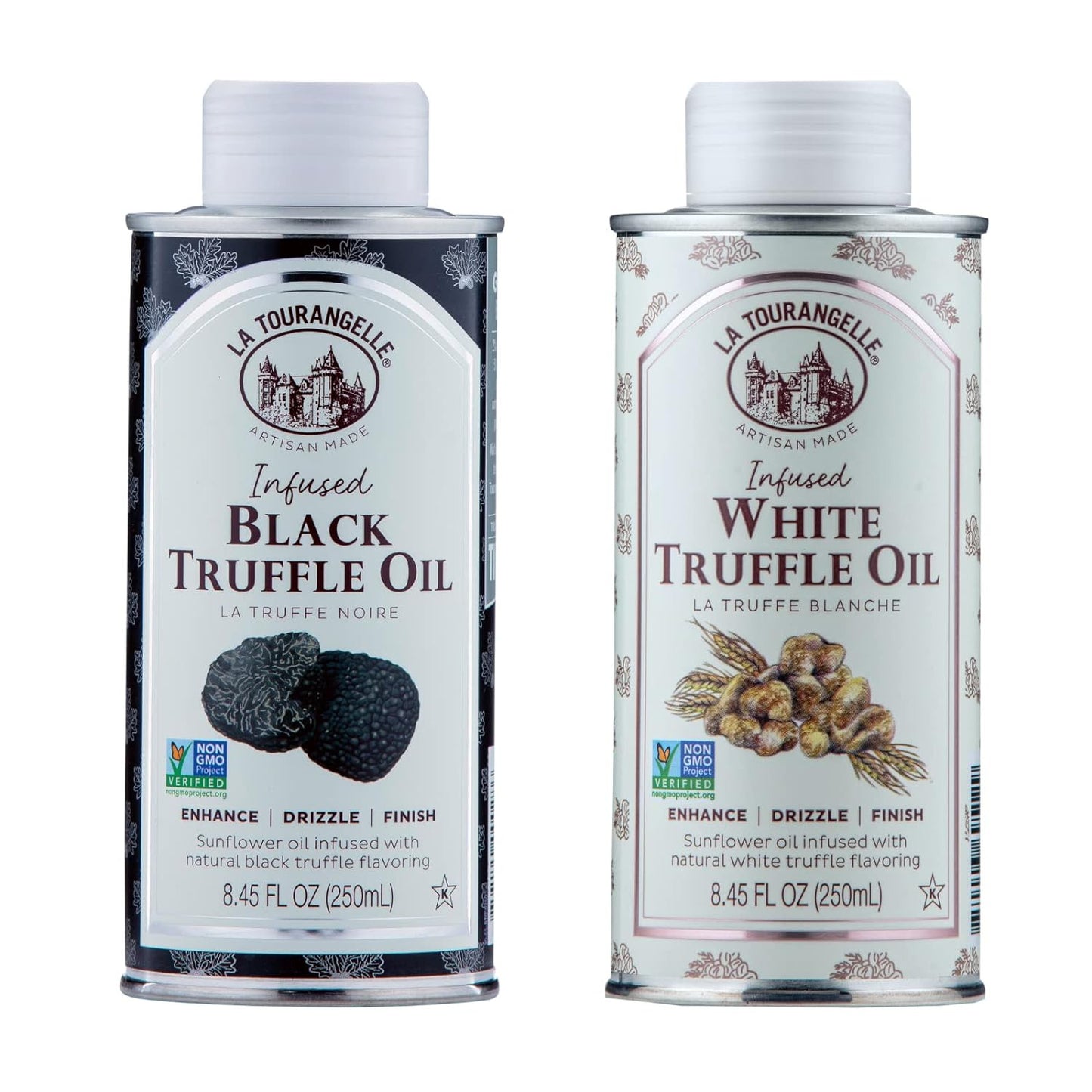 White Truffle Oil & Black Truffle Oil Set, Complex Gourmet Earthy Flavor, 8.45 F