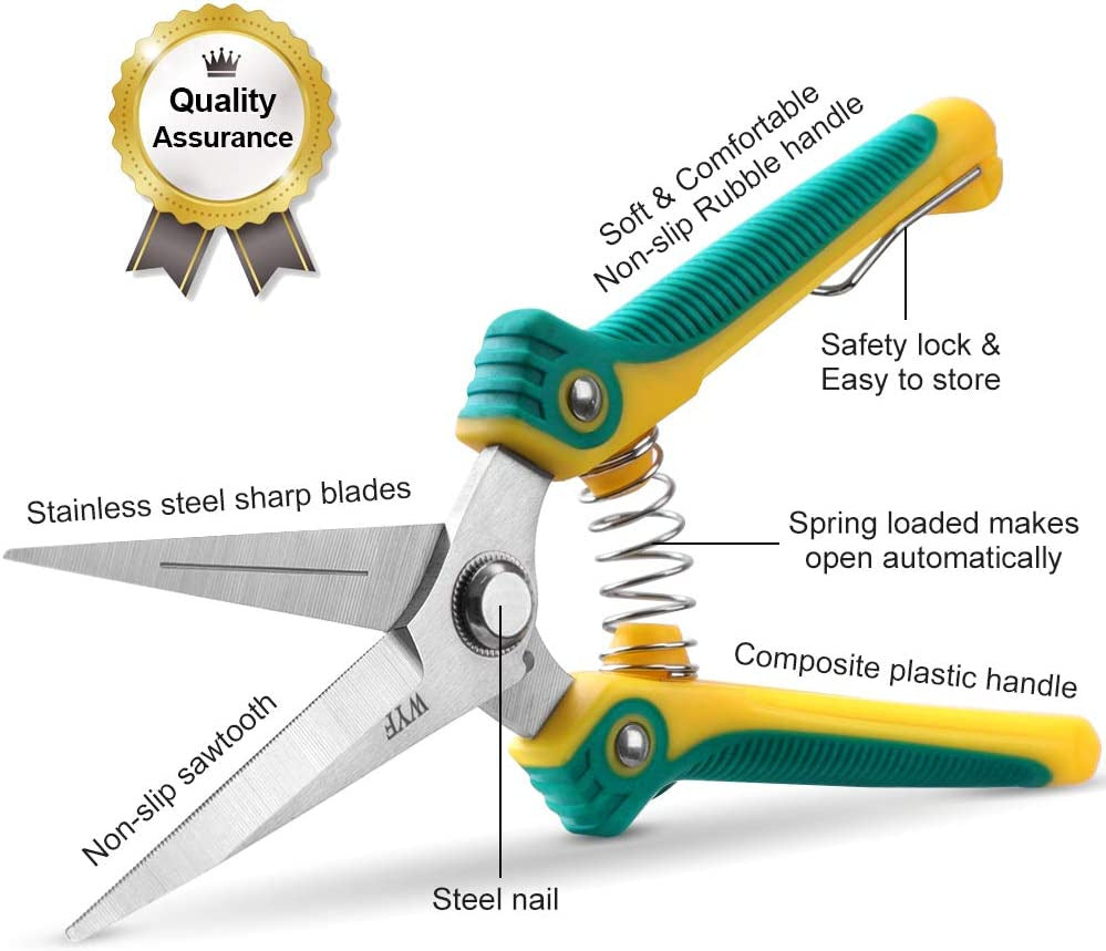 8.1″Gardening Hand Pruner Pruning Shear with Straight Stainless Steel Blades, Ul