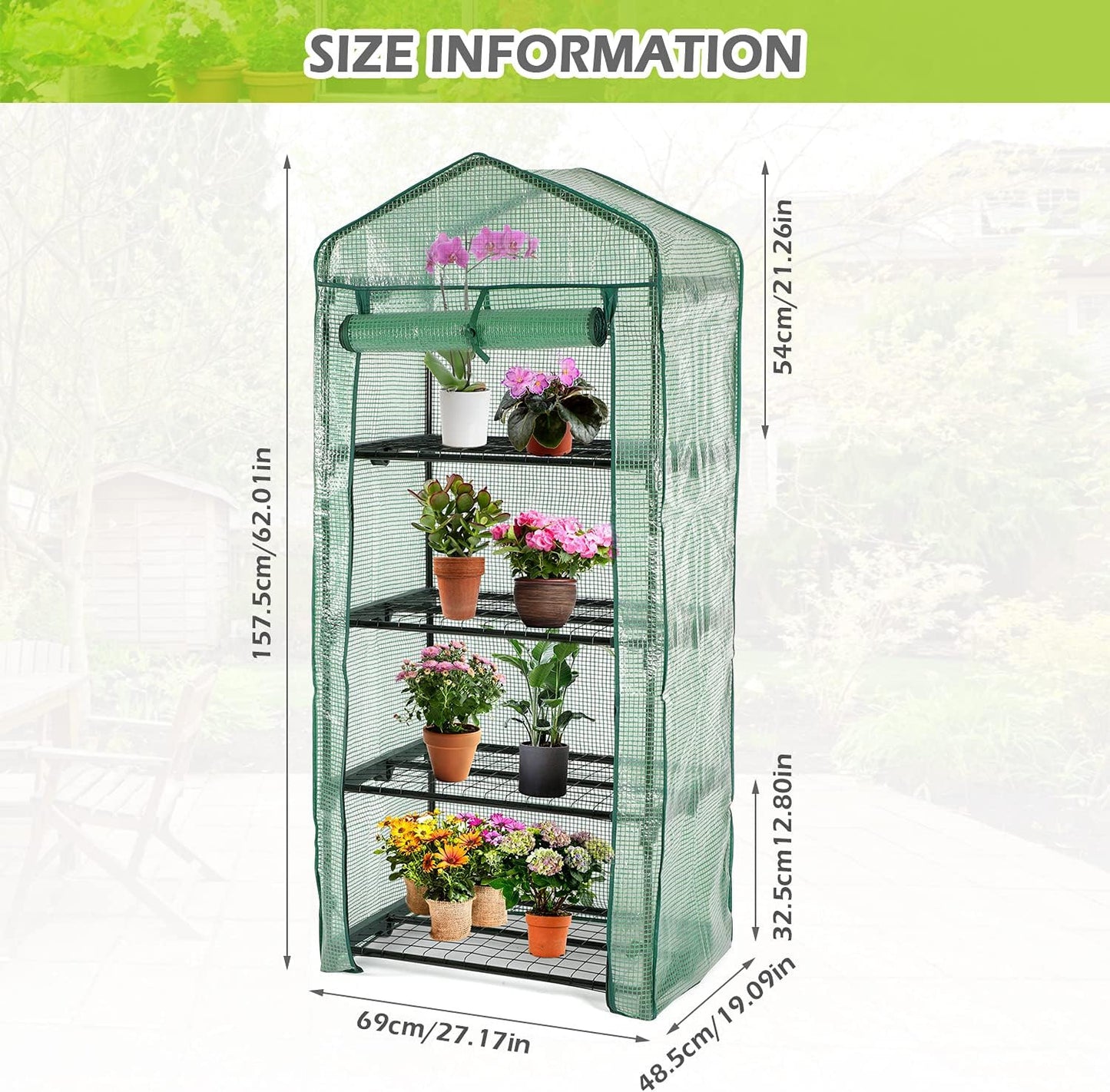 Mini Greenhouse for Outdoors Indoor, Small Greenhouses with 4-Tier Shelf, Portab