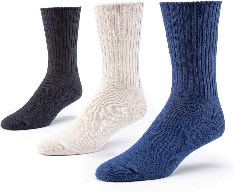 Organic Natural Cotton Tri-Pack Cushion Crew Socks