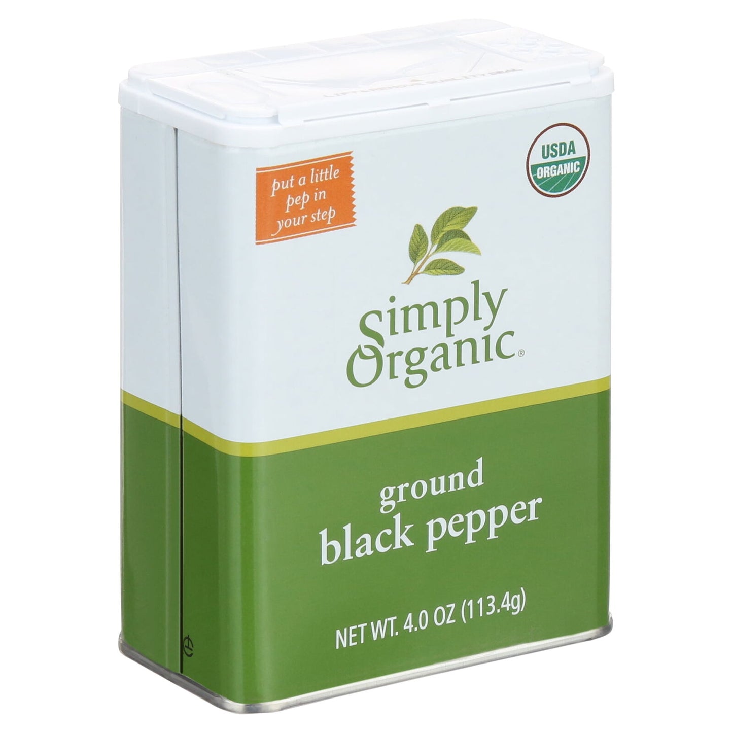 , Organic Ground Black Pepper, GMO Free, 4 Oz Can