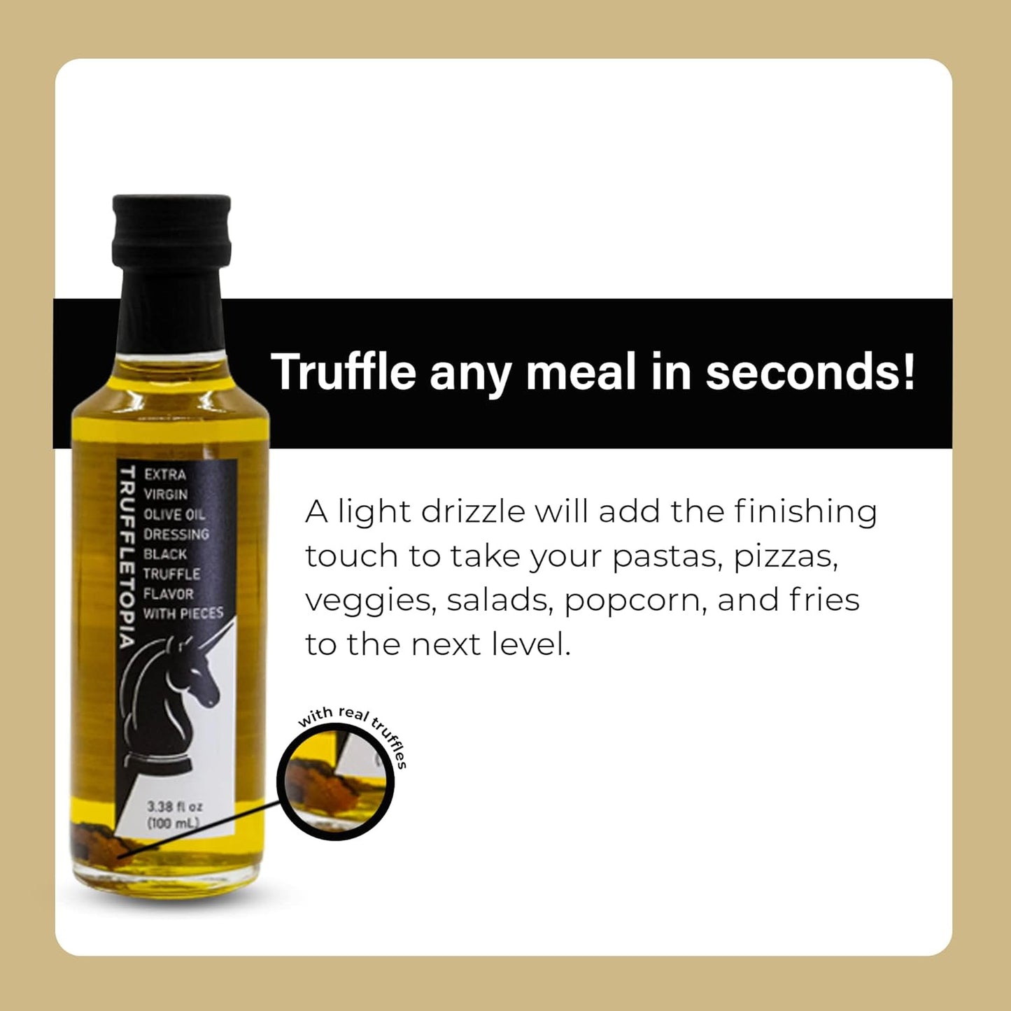 | Black Truffle Extra Virgin Olive Oil Dressing with Real Truffles | Cold Presse