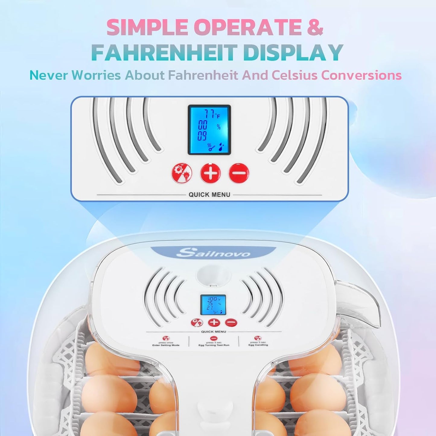 Egg Incubator for Hatching Chicks, 16-35 Eggs Incubator with Automatic Water Top