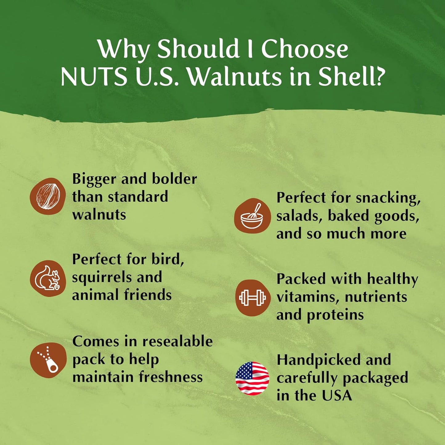 NUTS U.S. - Walnuts in Shell | Grown and Packed in California | Jumbo Size and C