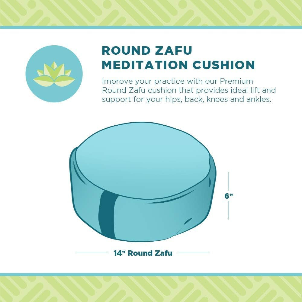 Zafu Meditation Cushion, Round, Hemp Shadow Gray - Filled with Organic Buckwheat