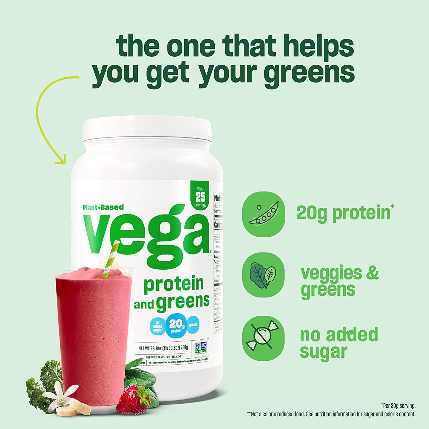 Protein and Greens Protein Powder, Chocolate - 20G Plant Based Protein plus Vegg