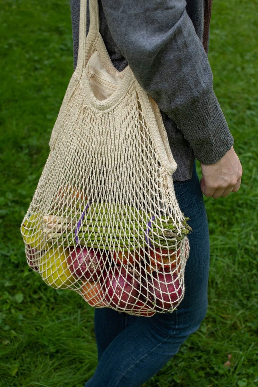 Cotton Mesh Grocery Bags - Reusable Grocery Net Bags - 100% Cotton Mesh Tote Sho