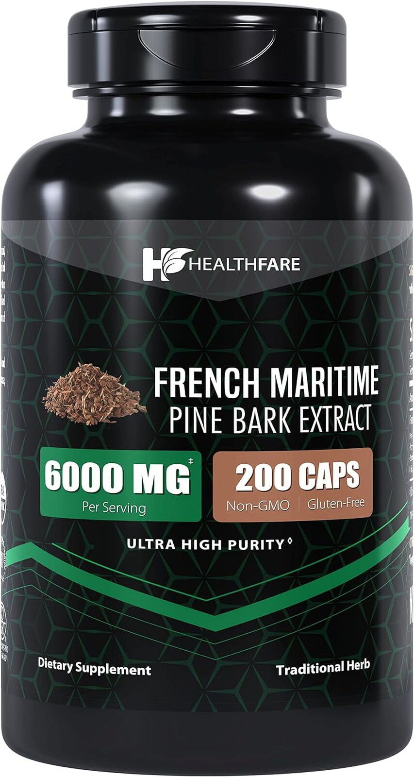 French Maritime Pine Bark Extract Organic | 6000 Mg | 200 Capsules | Standardize