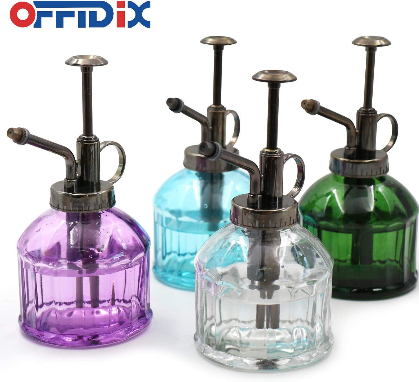 Transparent Glass Watering Spray Bottle,Plant Mister with Plastic Bronze Plastic