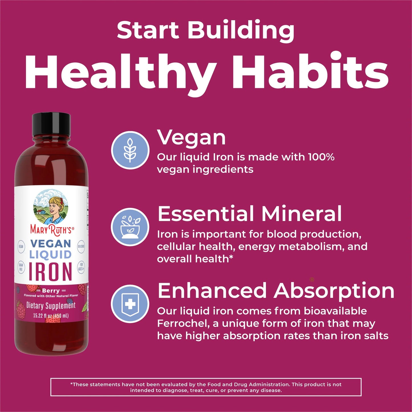 | Liquid Iron Supplement for Women Men & Kids | Iron Deficiency, Immune Support