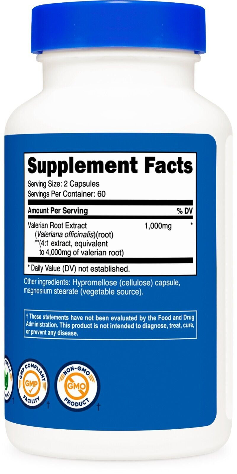 Nutricost Valerian Root Capsules 1000Mg, 120 Caps - Gluten Free, Non-Gmo