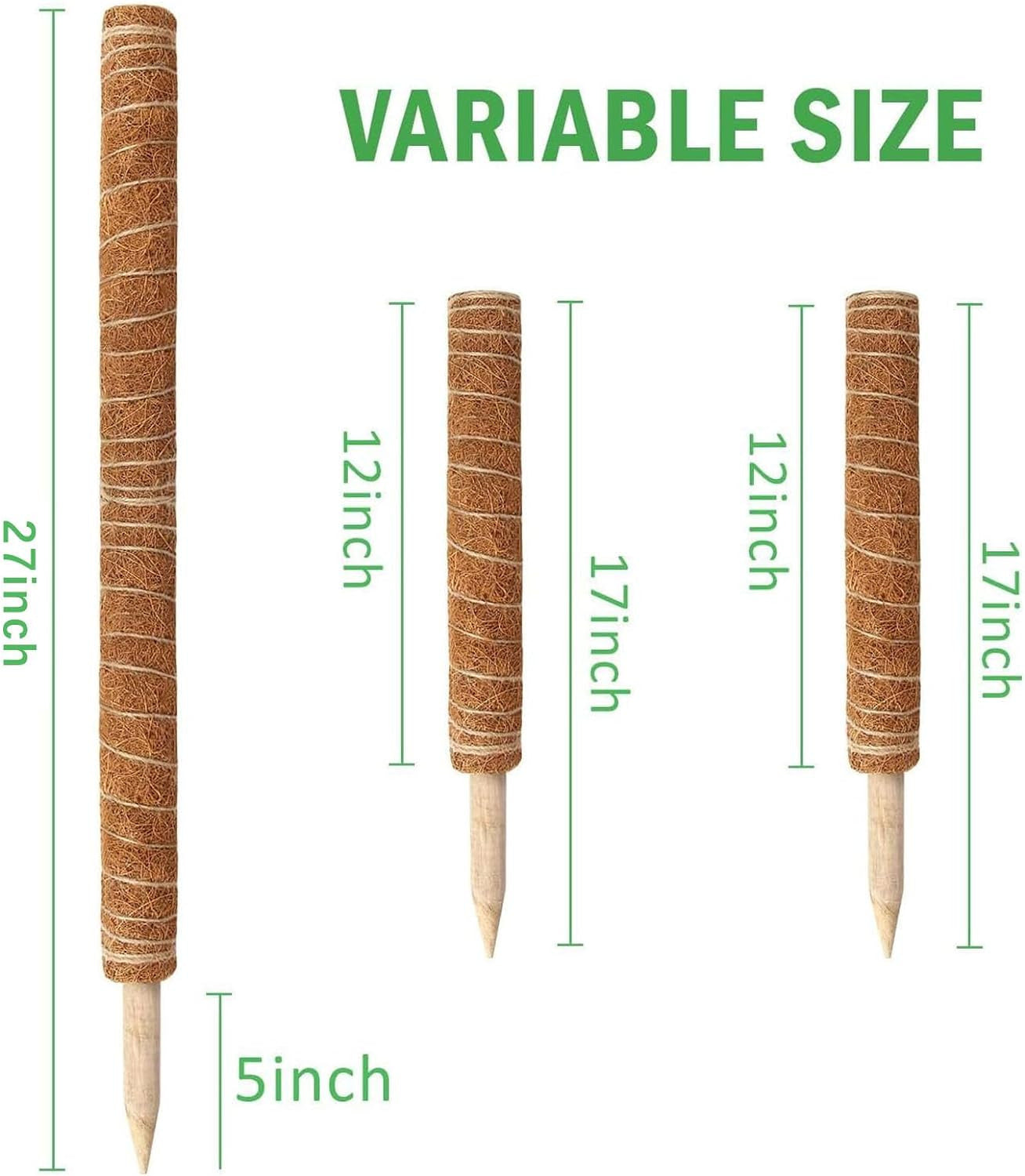 Moss Pole, 27 Inch Moss Poles - 2Pcs 17 Inch Plant Stakes Moss Sticks for Monste