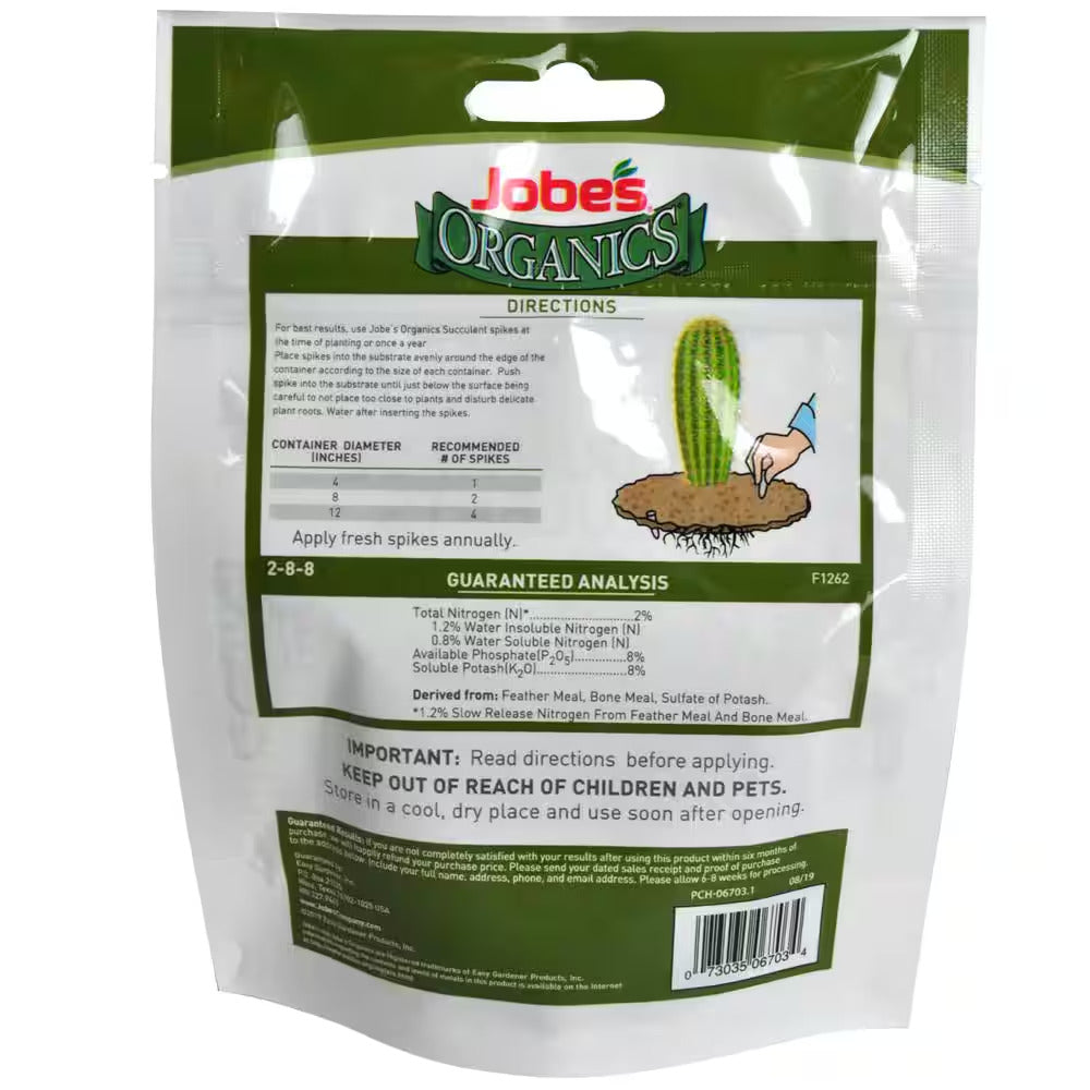 0.13 Lb. Organic Succulent Plant Food Fertilizer Spikes OMRI Registered (12-Pack