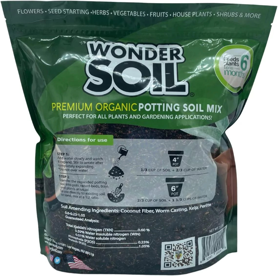 3 Pound Premium Organic Potting Soil Mix Amendment for Plants