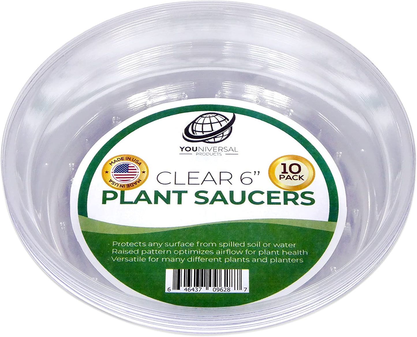 Plant Saucers (Pack of 10) - 6” Clear Durable Plant Saucer for Indoor & All-Weat