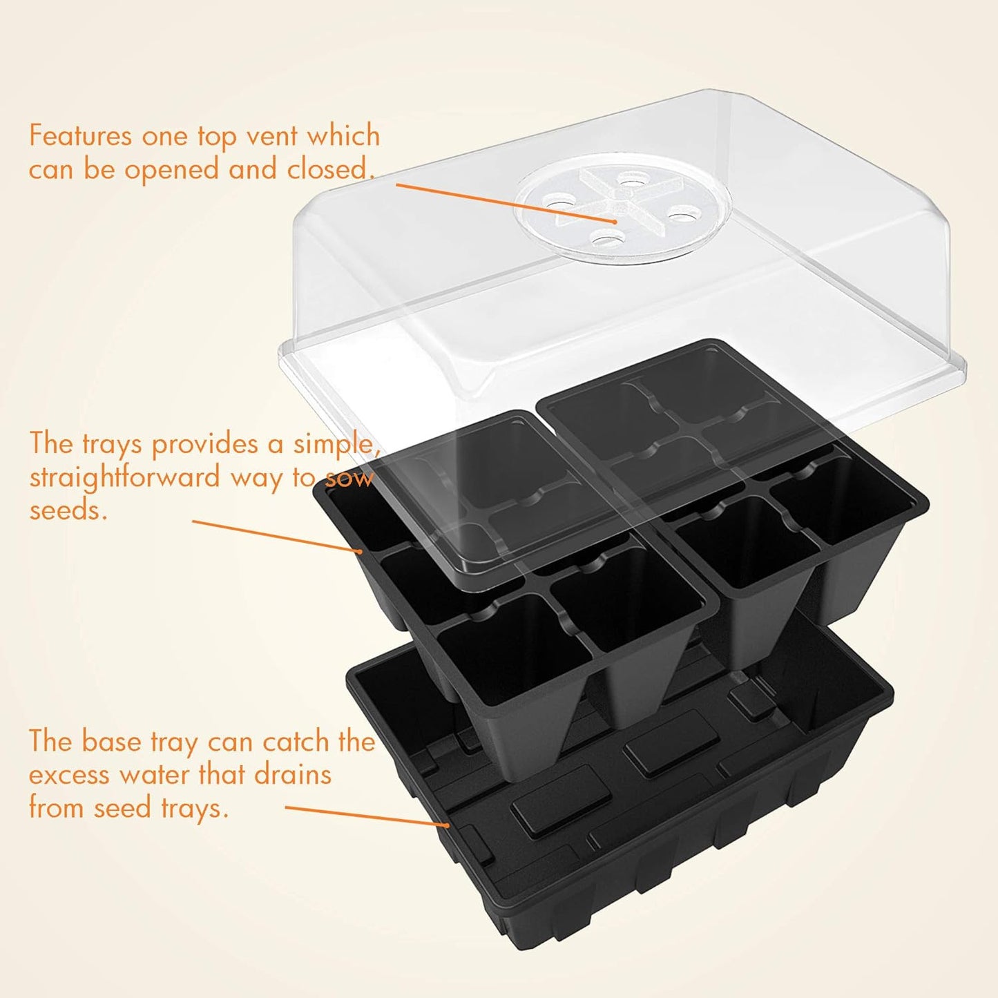 3 Pack Seed Starter Tray Germination Kit, Seed Starter Kit with Adjustable Humid