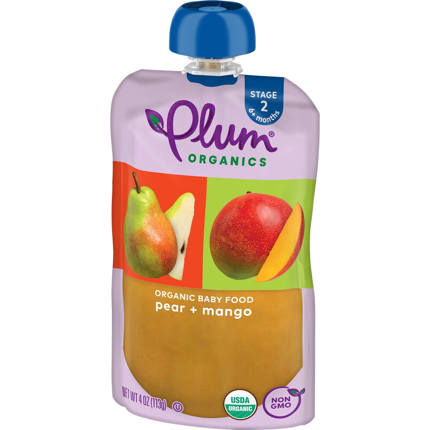 Stage 2 Organic Baby Food, Pear & Mango, 4 Ounce Pouch (Pack of 6)