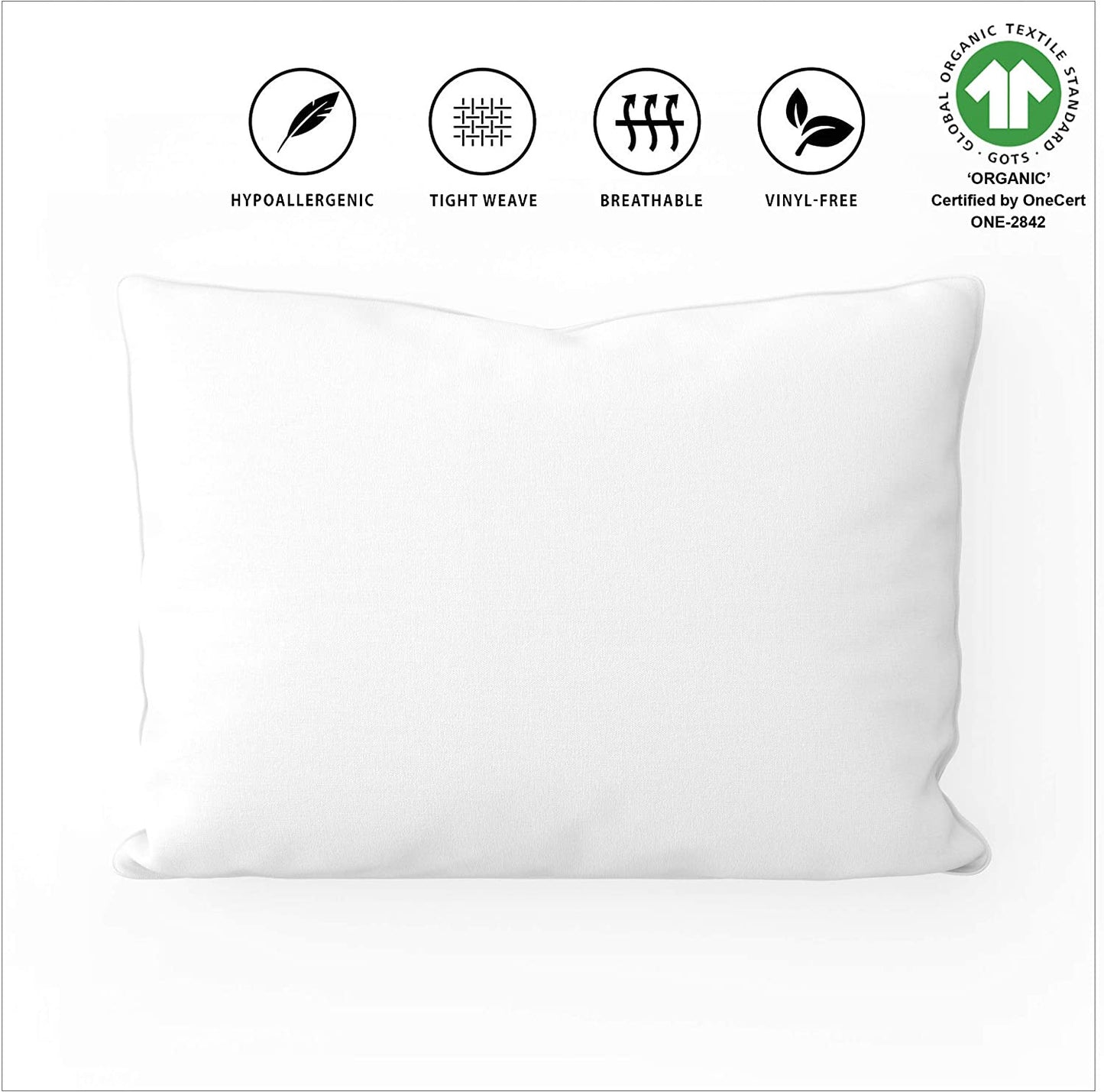 Organic Pillow Protector (Set of 2) GOTS Certified Organic Cotton Pillow Cases Z