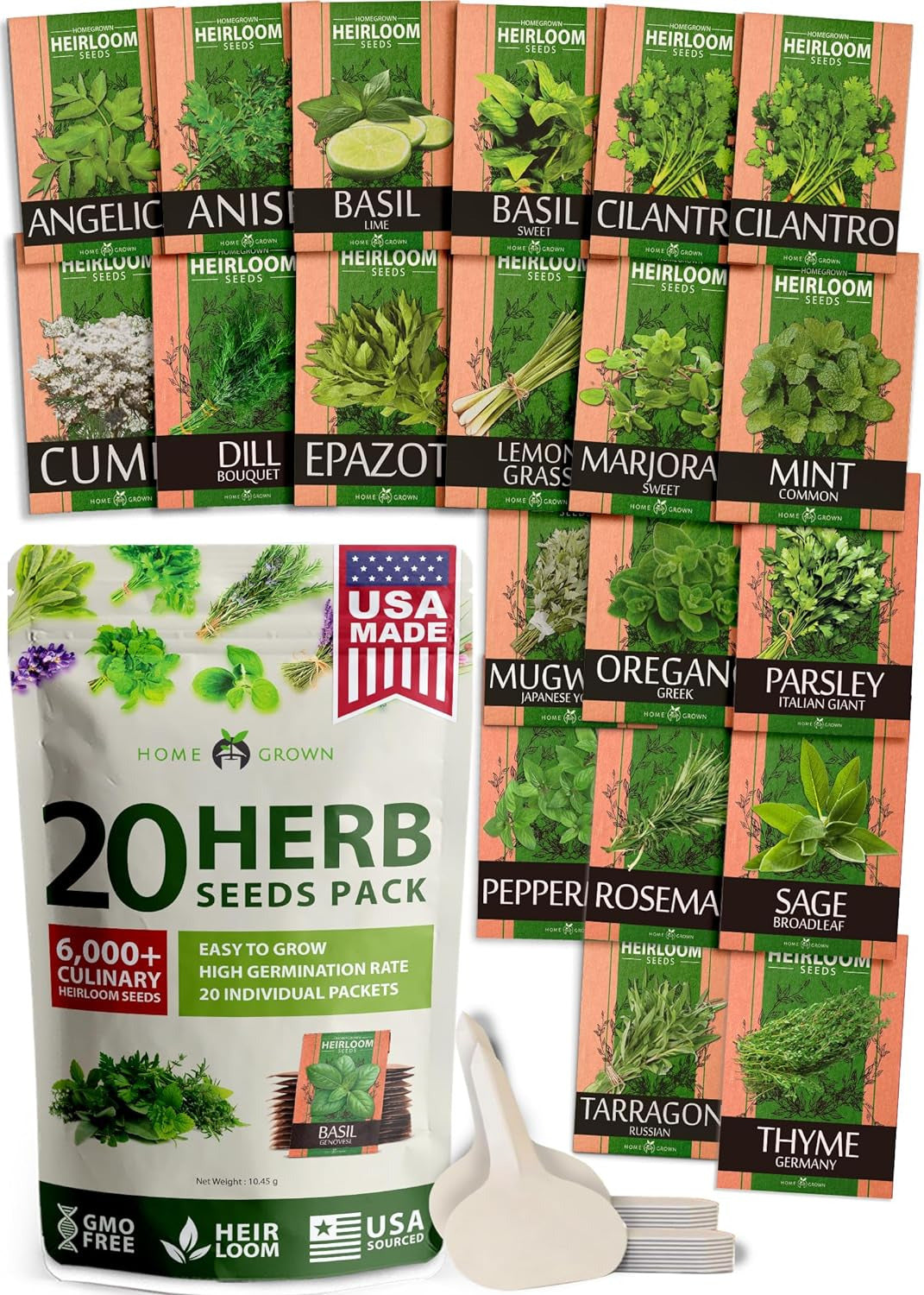 20 Culinary Herb Seed Vault - Heirloom and Non GMO - Seeds for Planting for Indo