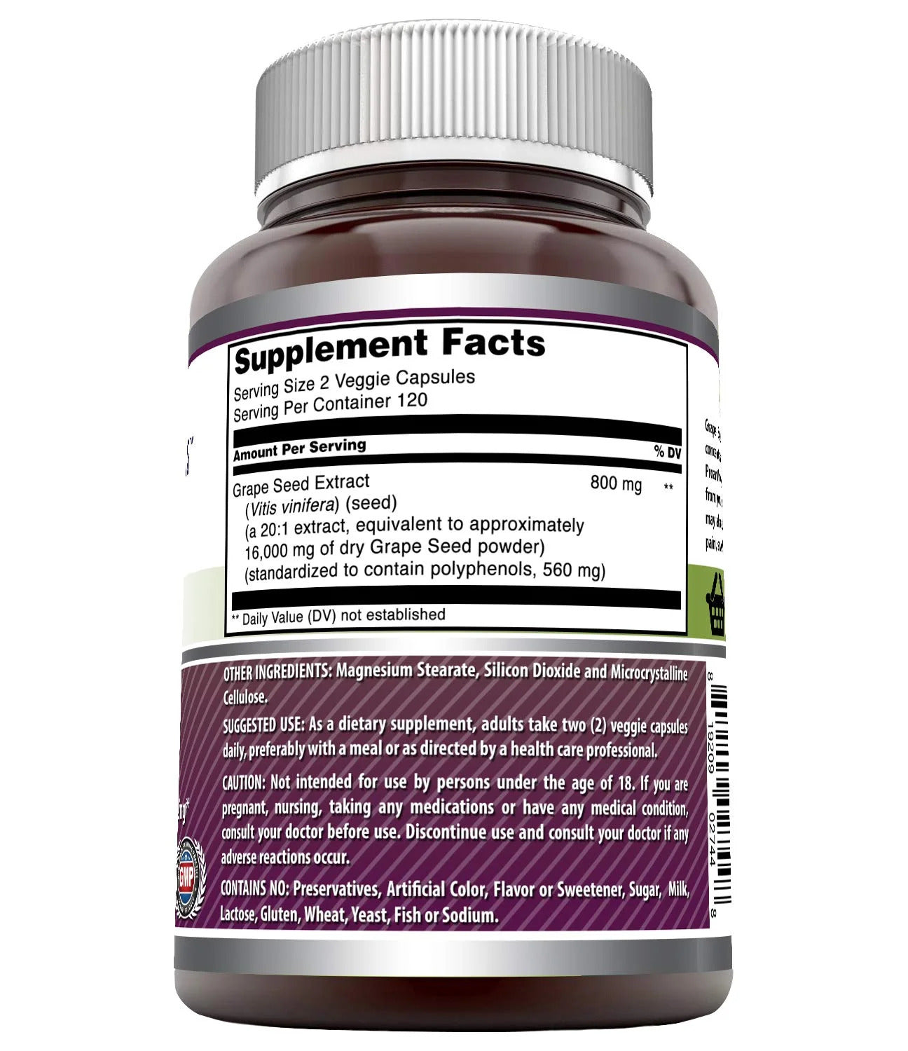 Grapeseed Extract 16000 Mg per Serving 240 Veggie Capsules - 20:1 Extract Equiva