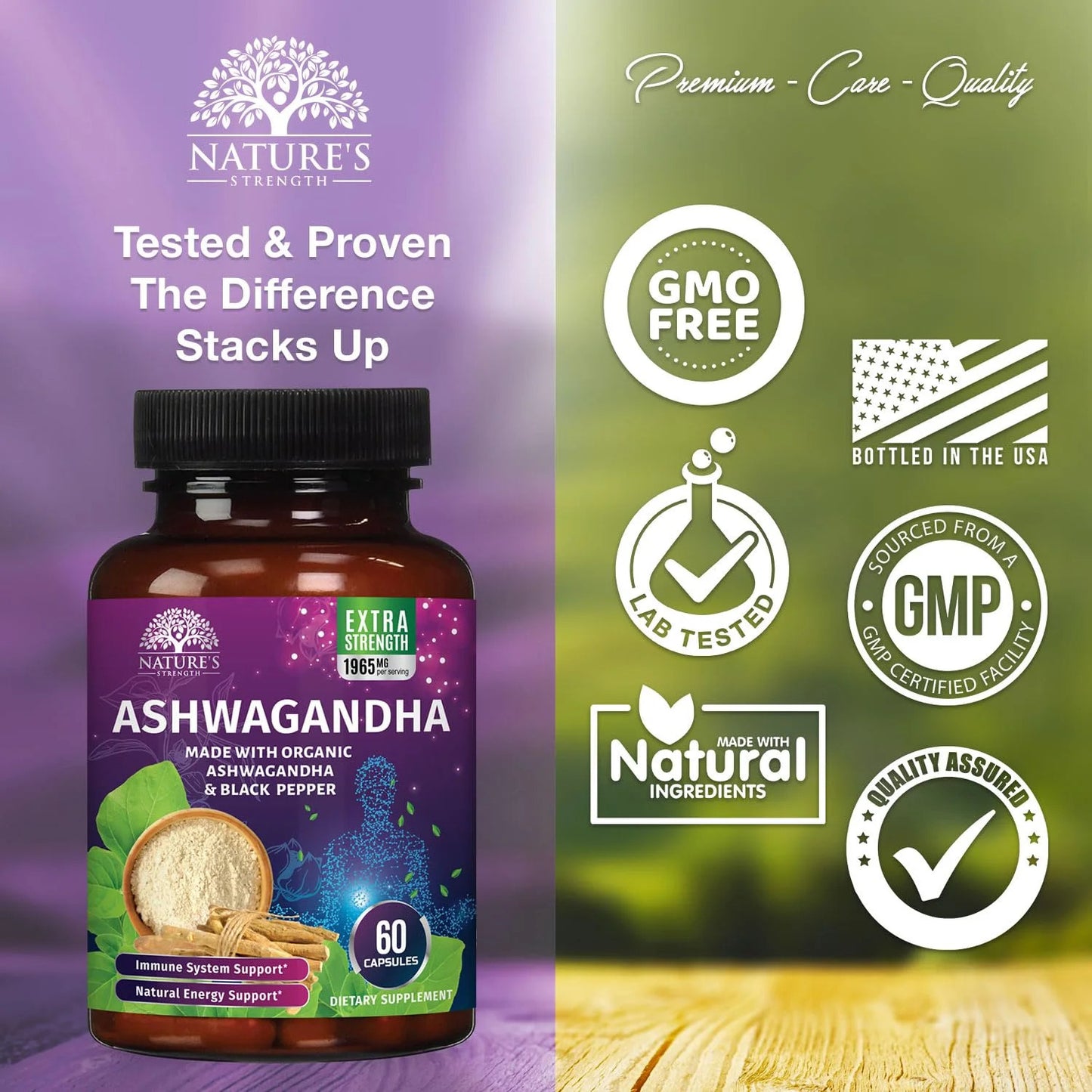 Organic Ashwagandha 1950 Mg - Certified Organic Ashwagandha Supplements, Stress