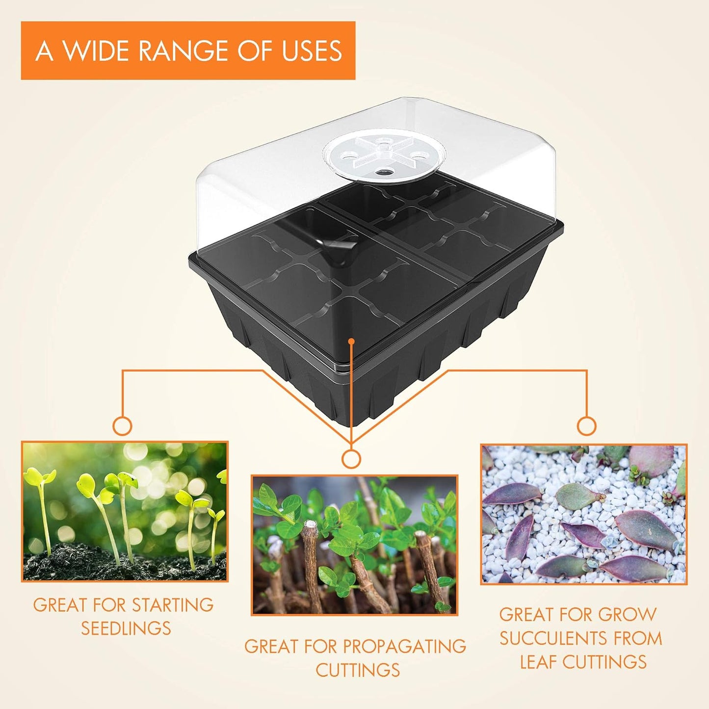 3 Pack Seed Starter Tray Germination Kit, Seed Starter Kit with Adjustable Humid