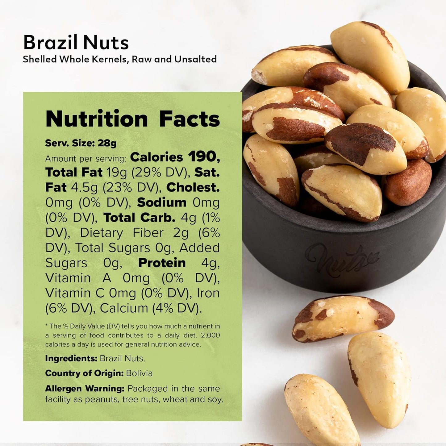 NUTS U.S. – Brazil Nuts | Shelled Whole Kernels | Raw and Unsalted | Non-Gmo and