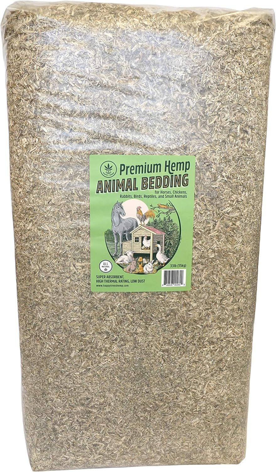 Happy Trees Premium Hemp Animal Bedding Fiber for Chicken Coop, Horses, Rabbits,