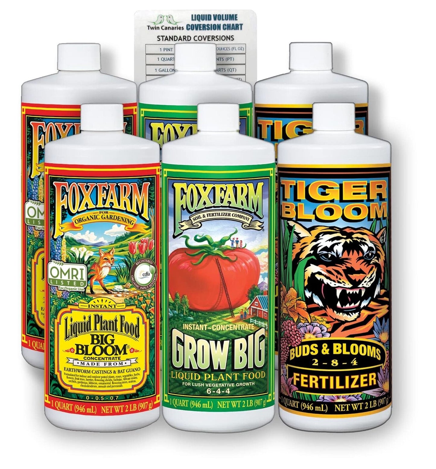 Fox Farm Fertilizer Soil Trio Liquid Nutrient: Tiger Bloom, Grow Big, Big Blo...