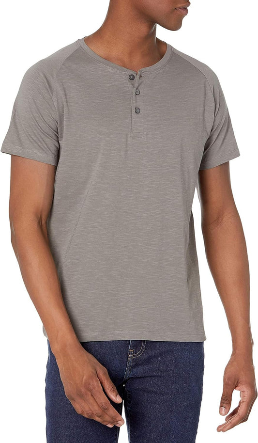 Short-Sleeve 100% Organic Cotton Lightweight Slub Henley Shirt for Men