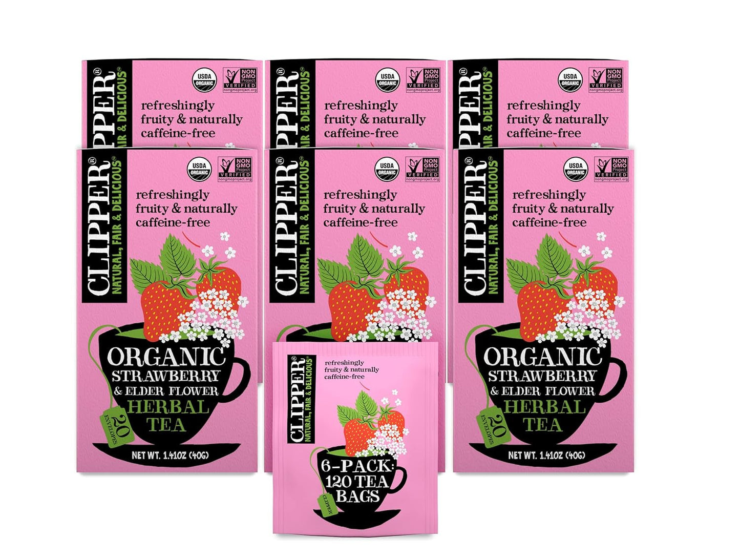 Clipper Tea, Strawberry & Elderflower, Organic Tea with Licorice Root and Hibisc