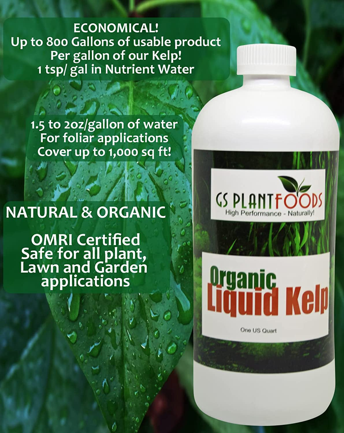 Organic Kelp Fertilizer by  - Omri Listed(1 Gallon) - Liquid Kelp Concentrate fo