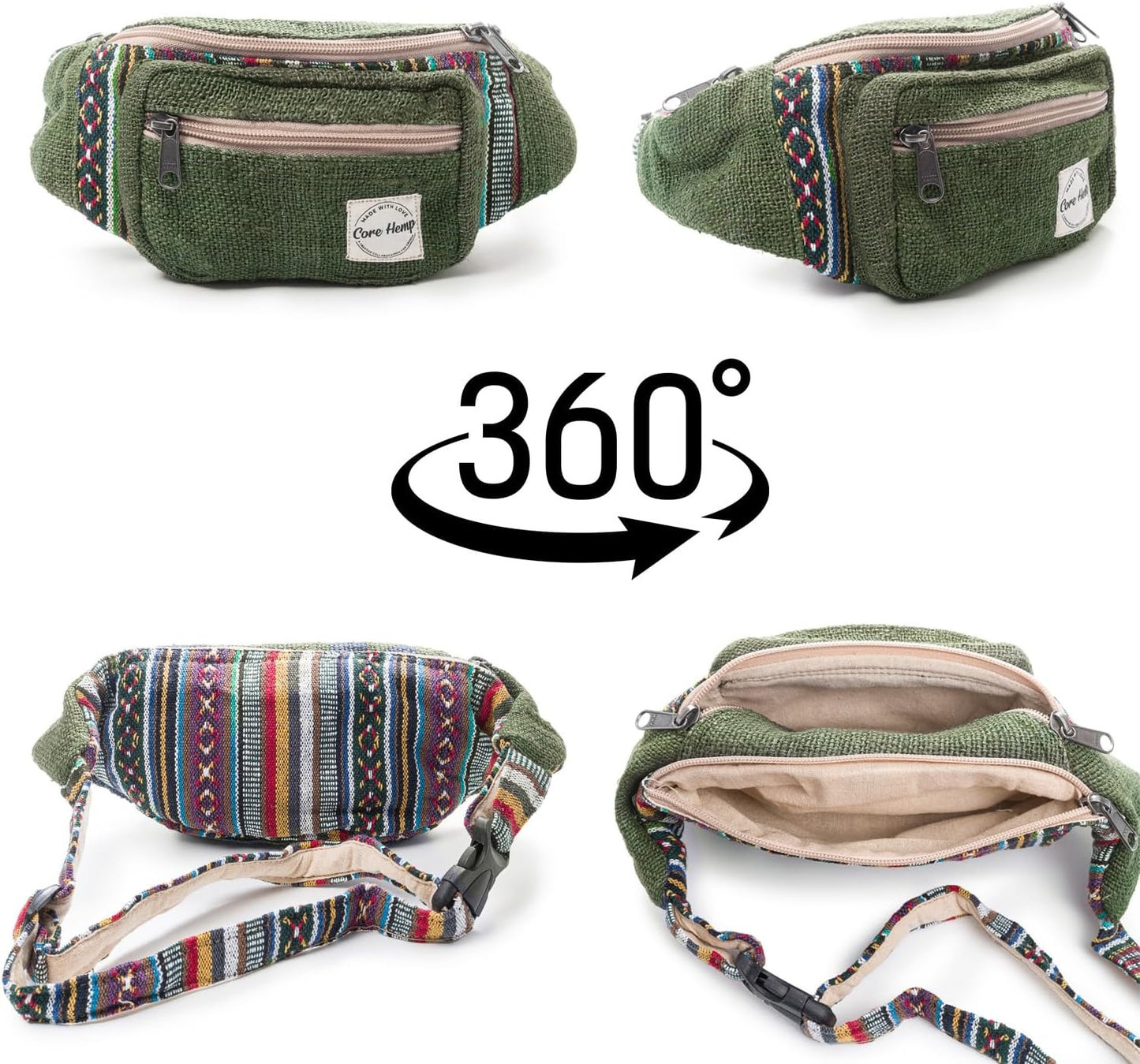 Fanny Pack Waist Hip Bag Handmade from Pure Hemp