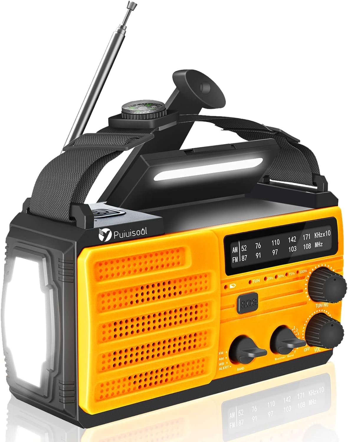 Emergency-Radio, 8000Mah Portable Weather Solar Radios with Hand Crank,Reading L