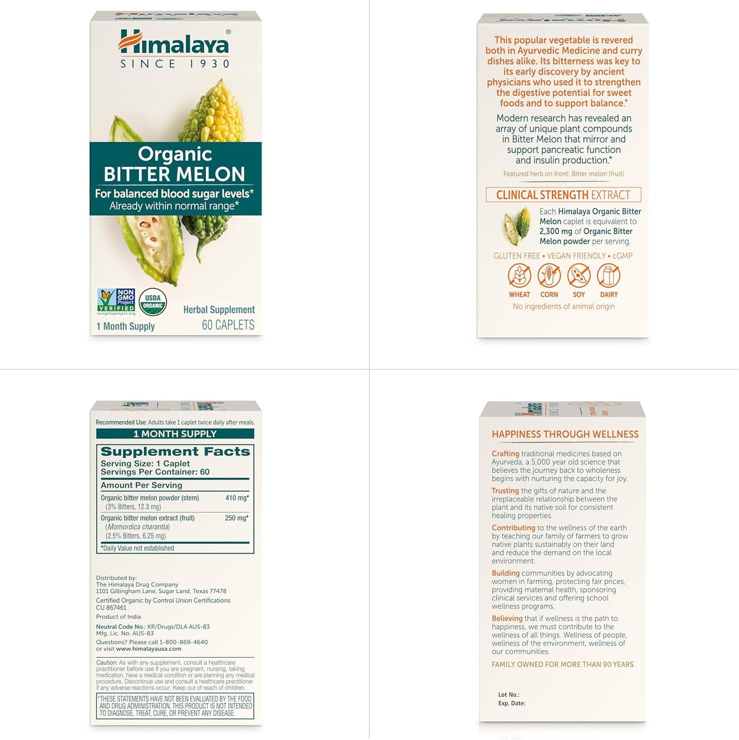 Organic Bitter Melon for Glucose Metabolism, 660 Mg, 60 Caplets, 1 Month Supply