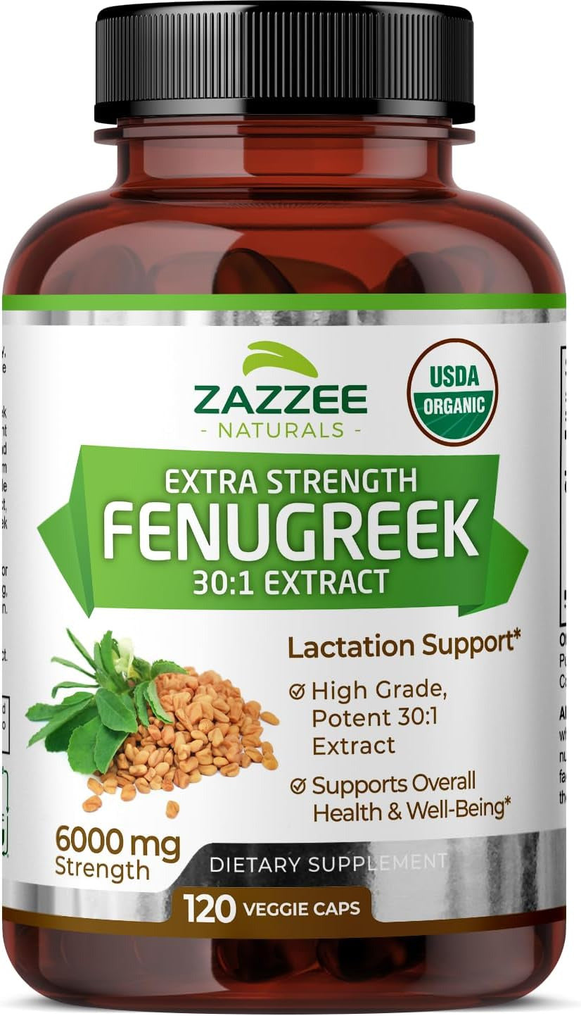 USDA Organic Fenugreek 30:1 Extract, 6000 Mg Strength, 120 Vegan Capsules, 4 Mon