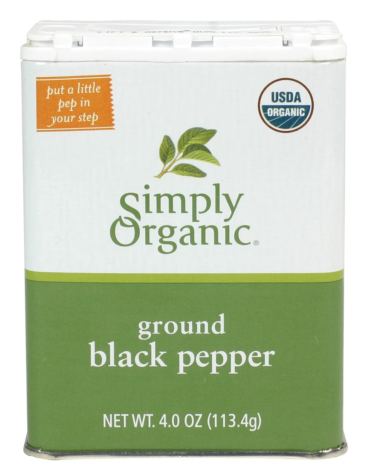 , Organic Ground Black Pepper, GMO Free, 4 Oz Can