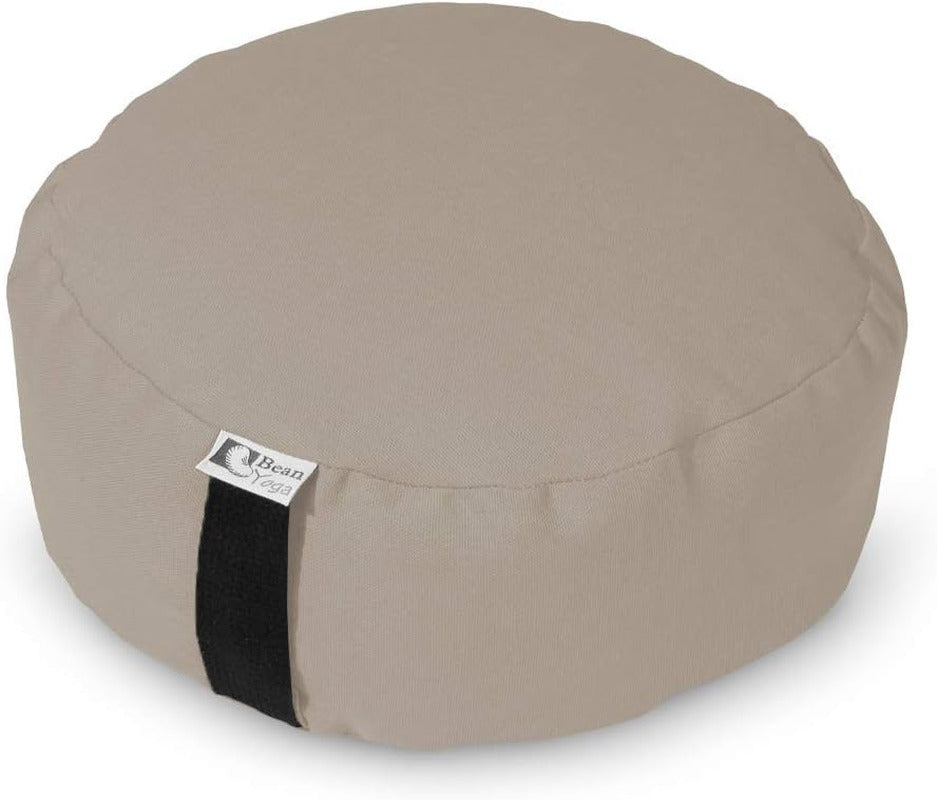 Zafu Meditation Cushion, Round, Cotton Natural - Filled with Organic Buckwheat