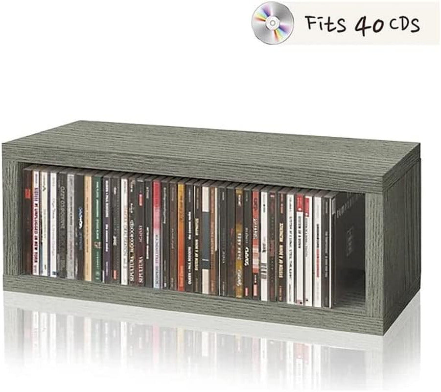 Media Storage CD Rack Stackable Organizer - Holds 40 Cds (Grey)