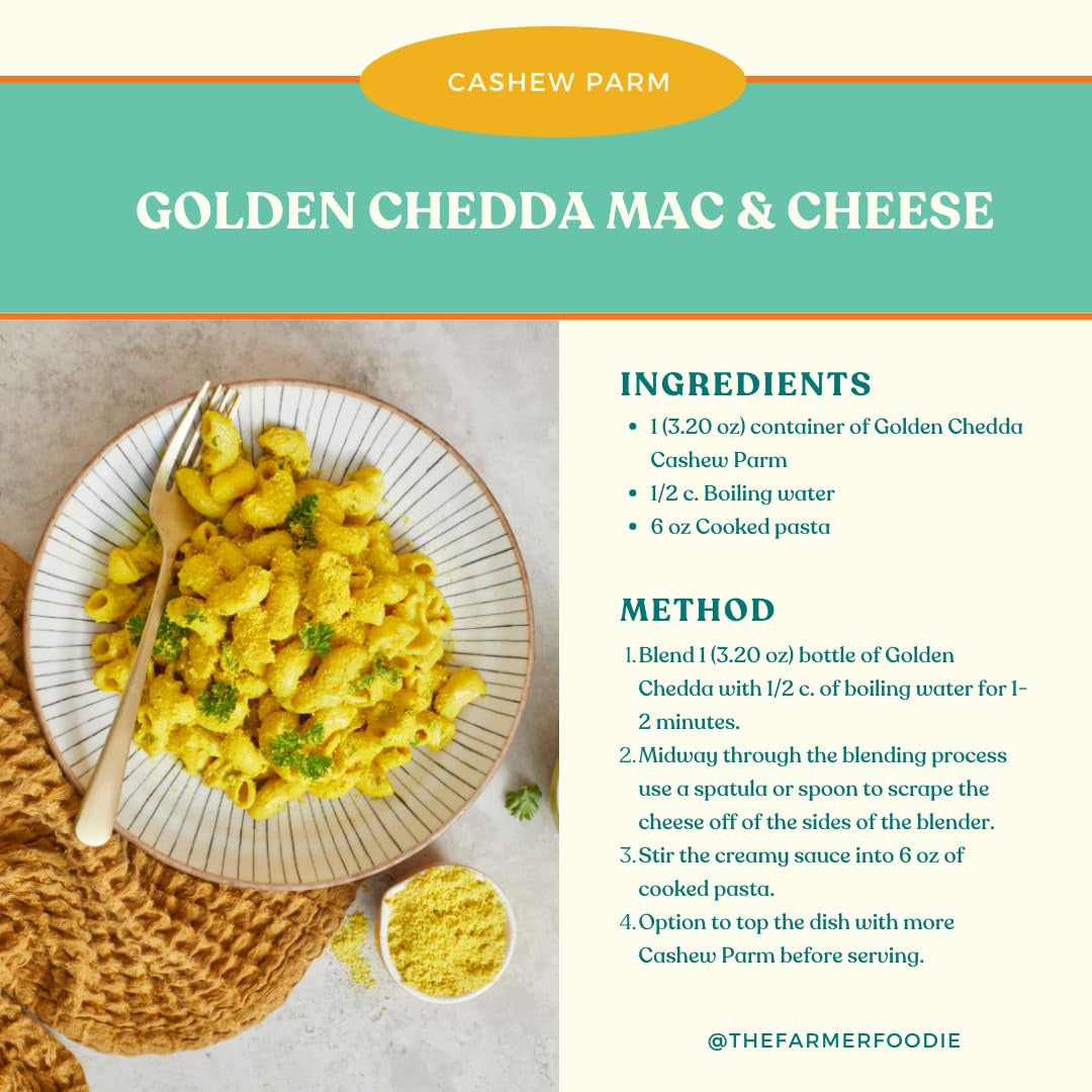 | Golden Chedda | Vegan Dairy-Free Cashew Parmesan Cheese Alternative | Grated |