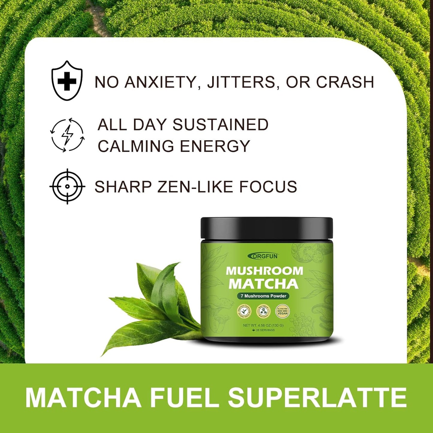 Mushroom Matcha, Japanese Ceremonial Matcha Infused with 7 Superfood Mushrooms,