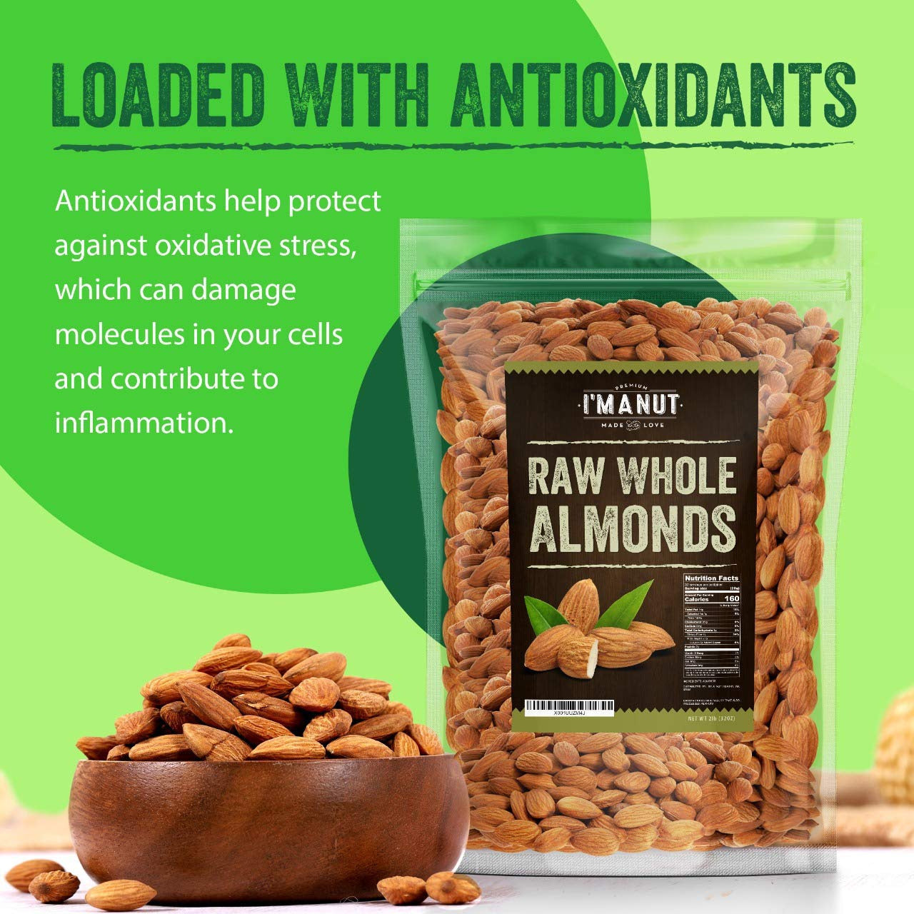 Raw Almond 48 Oz (3 Lb) | Natural | Whole | Batch Tested Gluten & Peanut Free |