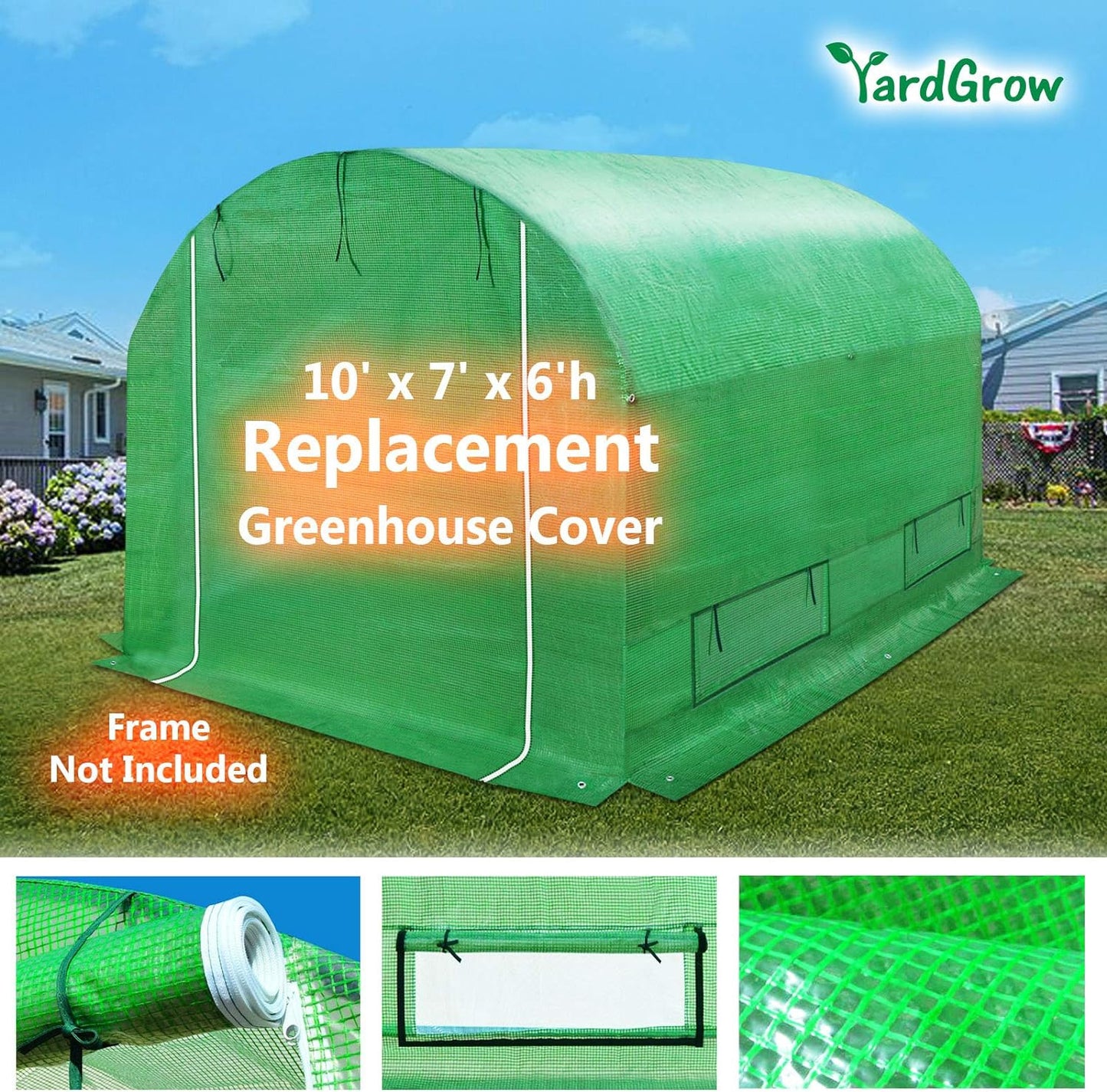 Greenhouse Replacement Cover Larger Walk in Outdoor Plant Gardening Greenhouse,