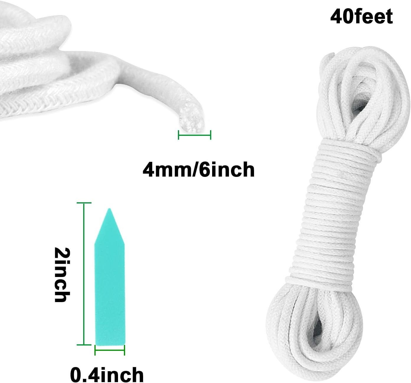 1/6 Inches Self Watering Wick Cord String Cotton Rope for DIY Plant Automatic Wa