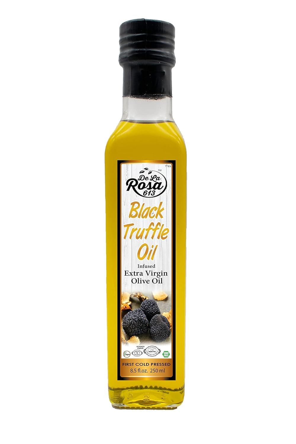 De La Rosa Black Truffle Oil, First Cold Pressed, Vegan, Kosher, Non-Gmo & Glute