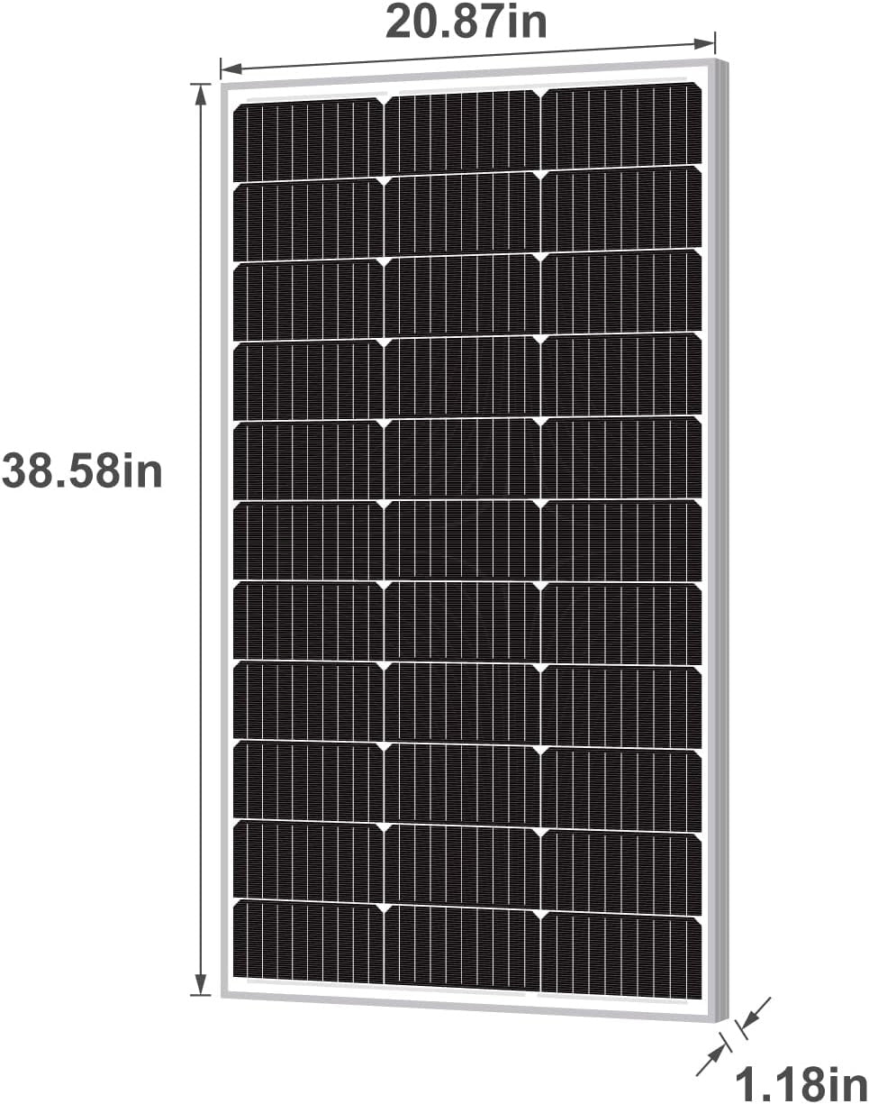 100 Watts Monocrystalline 100W 12V Solar Panel High Efficiency Mono Module RV Ma